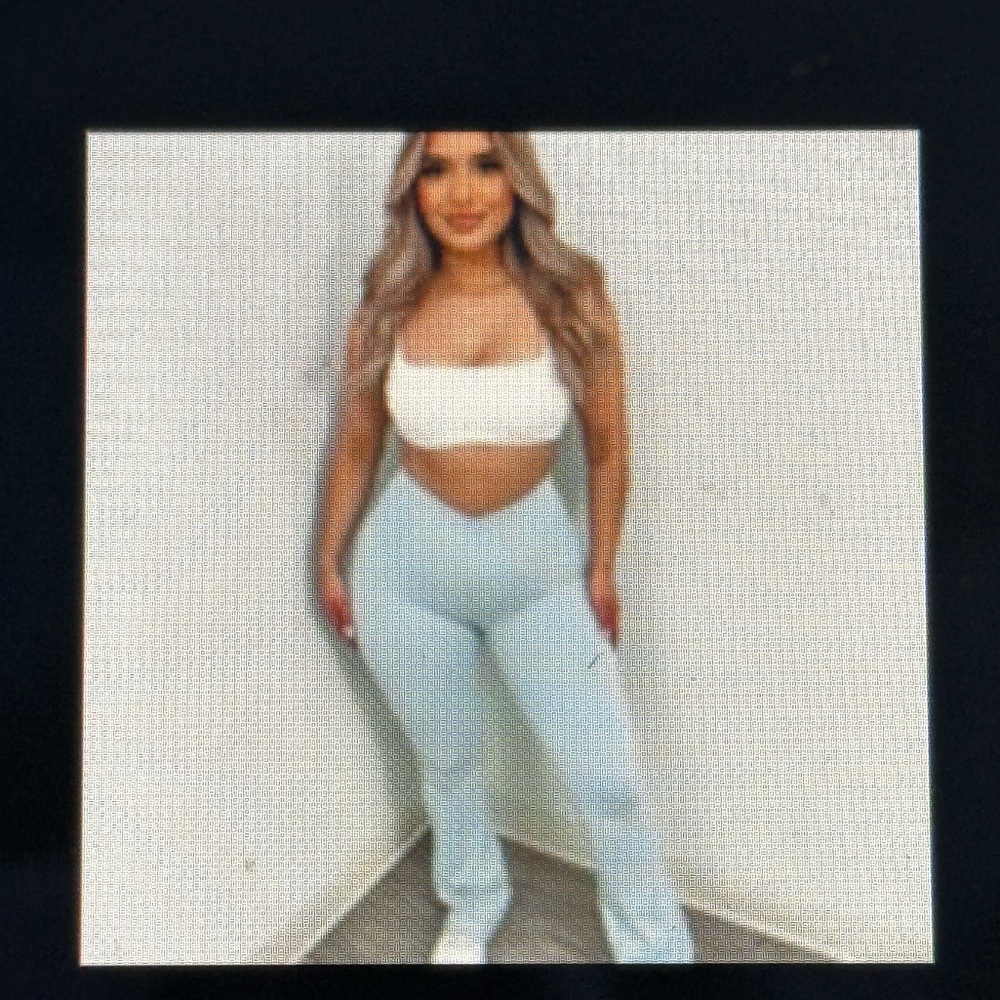 V Waist Flare Leggings-Light Blue